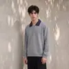 Moletom com Capuz Yizhi Patchwork Colorido Lapela Outono 2026 Masculino Solto Casual Versátil para o Dia a Dia Manga Longa Pulôver