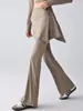 Pantalones de yoga acampanados de una pieza y conjunto de dos piezas para Pilates, de cintura alta, que cubren las caderas, anti-vergüenza, conjunto deportivo para fitness al aire libre para mujer