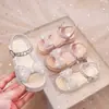 Sandalias de Moño para Niños 2025 Verano Nuevo Estilo Coreano Moda para Niños Grandes Perla Pedrería Sandalias de Princesa Modernas