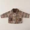 Conjunto de otoño e invierno para niños, conjunto de dos piezas de chaqueta gruesa a cuadros con forro polar, abrigo de invierno elegante y cálido para bebés y niños