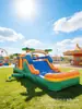 Castillo Hinchable Combinado con Tobogán para Exteriores Infantil, Casa de Juegos de PVC Engrosado, Juguete de Parque Acuático, Piscina de Agua, Tobogán de Agua