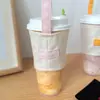 Funda Creativa Anti-quemaduras Portátil de Mano para Taza de Té con Leche Color Sólido Bicolor Lona Bolsa de Protección para Taza de Bebida Café Venta al por Mayor