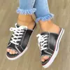 Comercio Electrónico Transfronterizo Nuevo Estilo Verano 2026 Sandalias de Lona Estilo Coreano para Mujer Chanclas Sandalias Planas de Correa Única Zapatos de Mezclilla
