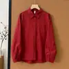 2026 algodón puro solapa color liso clásica básica bolsillo camisa primavera nueva moda versátil mujer simple camisa