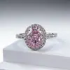Anillo ovalado de diamantes rosas de alta calidad de plata S925 Zhuo Zhifan 2023 7 * 9 mm moda femenina simple para todo