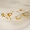 Pendientes de Aro de Moda Exquisitos Transfronterizos Europeos y Americanos para Mujer Chapados en Oro de 18K Acero Inoxidable Lujo Accesible Pendientes de Gama Alta en Stock