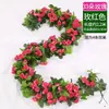 Enredadera de rosas flores artificiales para decoración, cubriendo tuberías de aire acondicionado interiores, embelleciendo tuberías de calefacción, hojas verdes de plástico, flores pequeñas falsas