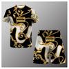Comercio exterior verano caliente cadena gráfica impresión digital 3D holgado traje de camiseta de hombre manga corta shorts traje