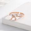 Lindo anillo de lazo de plata esterlina coreana S925ins, anillo de viento, pulsera personalizada con lazo de circonita y diamantes para mujer