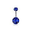 Joyería para Piercing de Acero de Titanio Transfronteriza Nicho de Alta Gama Anillo Redondo para Ombligo Acero Inoxidable Cuatro Garras Doble Circonita Rosca Interna Anillo para Ombligo