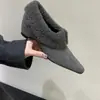 Zapatos grises de peluche con punta para mujer, que aumentan la altura, sin cordones, para Otoño/Invierno 2026, de nicho, de tacón alto, de felpa, cálidos, de algodón