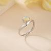 Anillo de plata esterlina s925 para mujer, anillo de moda de ópalo natural y piedra lunar, simple, pequeño y fresco, fabricantes al por mayor transfronterizo