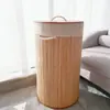 Caja de Almacenamiento Tejida de Bambú Natural Procesado para Toallas y Toallas de Baño, Caja de Almacenamiento para el Hogar, Cesta para Ropa Sucia, Cesta de Bambú Plegable