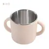 Nueva Taza de Silicona y Acero Inoxidable con Dos Asas para Bebés, Procesamiento de Fábrica de Grado Alimenticio y Personalización, Base Antideslizante y Antivuelco