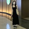 Tamanho grande Saia Slip Preta Vestido Primavera e Verão menina gordinha Slim Base Interna Pura Alta qualidade A-line Saia Longa