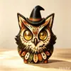 Ornamento de Bandeja de Mesa de Madeira Halloween Retrô Americano Fantasma Gato Preto Abóbora Coruja Decoração de Janela de Casa