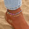 Tornozeleiras Europeias e Americanas, Estilo Praia Boêmio, Acessórios para Pés Personalizados, Metal Simples, Turquesa, Miçangas de Arroz, Strass, Argila Macia, Múltiplos Estilos