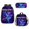 Fabricante Venta al por Mayor Bolsa para Estudiantes Niños Portátil Mochila Escolar Juego de Tres Piezas Nylon Estampado Mochila Mochila Envío Directo