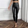Nueva moda transfronteriza europea y americana sexy cintura alta cálidos pantalones de cuero forrados con vellón leggings ajustados elásticos para mujer Amazon