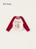 Coleção de Primavera de Roupas Infantis Bangxuan para Meninas: Conjunto de Duas Peças para Meninas: Camiseta de Manga Raglan e Saia de Tela