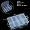 Caixa Transparente Pequena com 10 Compartimentos Fixos para Equipamentos de Pesca, Pílulas, Joias, Contas, Anzóis, Parafusos, Caixa de Armazenamento de Plástico