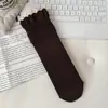 Calcetines Nuevos Estilo Ballet Otoño 2026 para Mujer, Calcetines con Volantes de Encaje de Doble Aguja, Puntera Sin Costuras, Calcetines de Raya Vertical a Media Pantorrilla