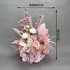 Arreglo floral de piso para boda, decoración de fila de flores rosas, flores de boda, flores artificiales, decoración de pasillo, ambientación, arte floral de escenario T