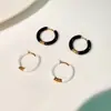 Brincos de Esmalte Retro Francês Design de Nicho Brincos de Alta Qualidade Fivela de Orelha Única Feminino Aço Titânio Banhado a Ouro 18K Multicolor
