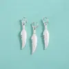 Prata Esterlina S925 Pingente Simples de Pena de Prata Pulseira de Corda Trançada DIY Pulseira de Cristal Colar Pingente de Pena Acessórios de Pingente