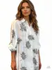Roupas Femininas Transfronteiriças, Comércio Exterior Europeu e Americano, Camisas Femininas de Manga Longa Estampadas Soltas Quentes de Venda na Primavera e Verão, Camisas Casuais com Mangas Dobradas