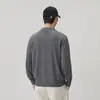 Suéter de punto con cuello tipo polo para hombre Otoño Invierno Versátil Color Sólido Cuatro Botones Holgado Manga Larga Jersey Top Casual