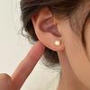 Pendientes de botón cuadrados de perlas estilo coreano Fangxing diseño de nicho femenino pendientes personalidad simple temperamento pendientes de plata de ley S925