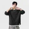 Nueva sudadera texturizada de cuello redondo para otoño e invierno para hombre, moderna y sustanciosa, en un estilo vintage, top simple y versátil para hombre
