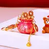Llavero de coche tipo bolsa de la fortuna china para mujer, colgante de bolsa lindo y creativo, regalo de llavero de metal