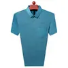 Camiseta de Manga Curta para Homens de Meia-Idade e Idosos Verão Listrada Solta Algodão Masculino Bolso Camisa Polo de Meia-Manga Top Masculino 2025