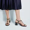 Sandalias de Verano de Tacón Grueso Estilo Europeo y Americano para Mujer, de Comercio Exterior Transfronterizo, Punta Abierta, de Moda, Versátiles, de una Sola Tira, Elegantes Tacones Altos