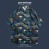 Camisa havaiana floral de manga curta, estilo retrô vetiver de Hong Kong, versão coreana da camisa da moda e estilosa para homens e mulheres, top para casal