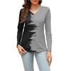 Amazon 2023 otoño e invierno Nuevo temu Europeo y Americano Cuello en V Color de Contraste Estampado Manga Larga Camiseta Superior Transfronterizo Ropa de Mujer en Stock