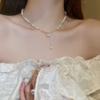 Gargantilla con colgante geométrico de perla de imitación para mujer, elegante y de alta calidad, combina con todo.