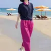 Conjunto de Ropa Súper Elegante y Moderno con Camisa de Punto de Manga Corta de Seda de Hielo, Conjunto Casual de Dos Piezas con Pantalones Harem Primavera 2026