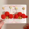 Accesorios para el Cabello de Año Nuevo para Niñas, Pasadores de Año Nuevo, Felicitaciones Festivas de Año Nuevo, Clips Rojos con Borlas de Estilo Antiguo para Niños Bebés