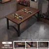 Conjunto de Mesa e Cadeiras de Ferro Forjado para Uso Comercial em Restaurantes e Hotéis, Mesa Retangular para Cafeterias e Reuniões Casuais