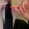 Pendientes de cristal de lujo con cadena de garra brillante de alta calidad transfronteriza para mujer, pendientes de borla largos de alta gama, accesorios para las orejas, Europa y Estados Unidos