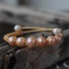 Pulseira de Pérola Natural de Água Doce com Fio Ondulado Feito à Mão em Ouro e Prata Retrô Bambu Atacado Pulseira Feminina
