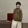 Loja de Algodão Suéter Infantil Outono Malha Infantil 2026 Nova Versão Coreana Lã Vintage Listrado Conjunto de Roupas Infantis