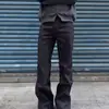 Jeans Casual Versátil de Perna Reta com Franjas Vintage Tendência de Primavera Desgastado Escovado com Cera
