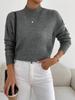 Suéter de Malha Pulôver Meia-Gola Longo Outono Inverno Amazon Cross-Border Comércio Exterior Moda Feminina Cor Sólida Solto