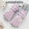 Luvas de Esqui Macaron Femininas Fofas à Prova de Frio Antiderrapantes Quentes Lã de Coral Acolchoada Inverno Quente Luvas de Ciclismo