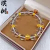Nuevo diseño estilo chino bañado en oro pulsera de cuentas de piedra ojo de tigre de la fortuna para mujer, pequeño pez amarillo calabaza pulsera versátil venta al por mayor