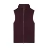 Para Comércio Exterior Transfronteiriço Europeu e Americano Roupas Femininas Aliexpress Mais Vendidas Verão Retrô Vinho Alto Gola Zíper Tricô Colete